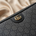 Gucci GG Supreme Messenger Bag | Black Monogram Canvas with Gold GG Hardware – | LisaLuxuryHub