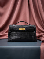 Hermès Kelly Élan Black Porosus Crocodile Leather Bag