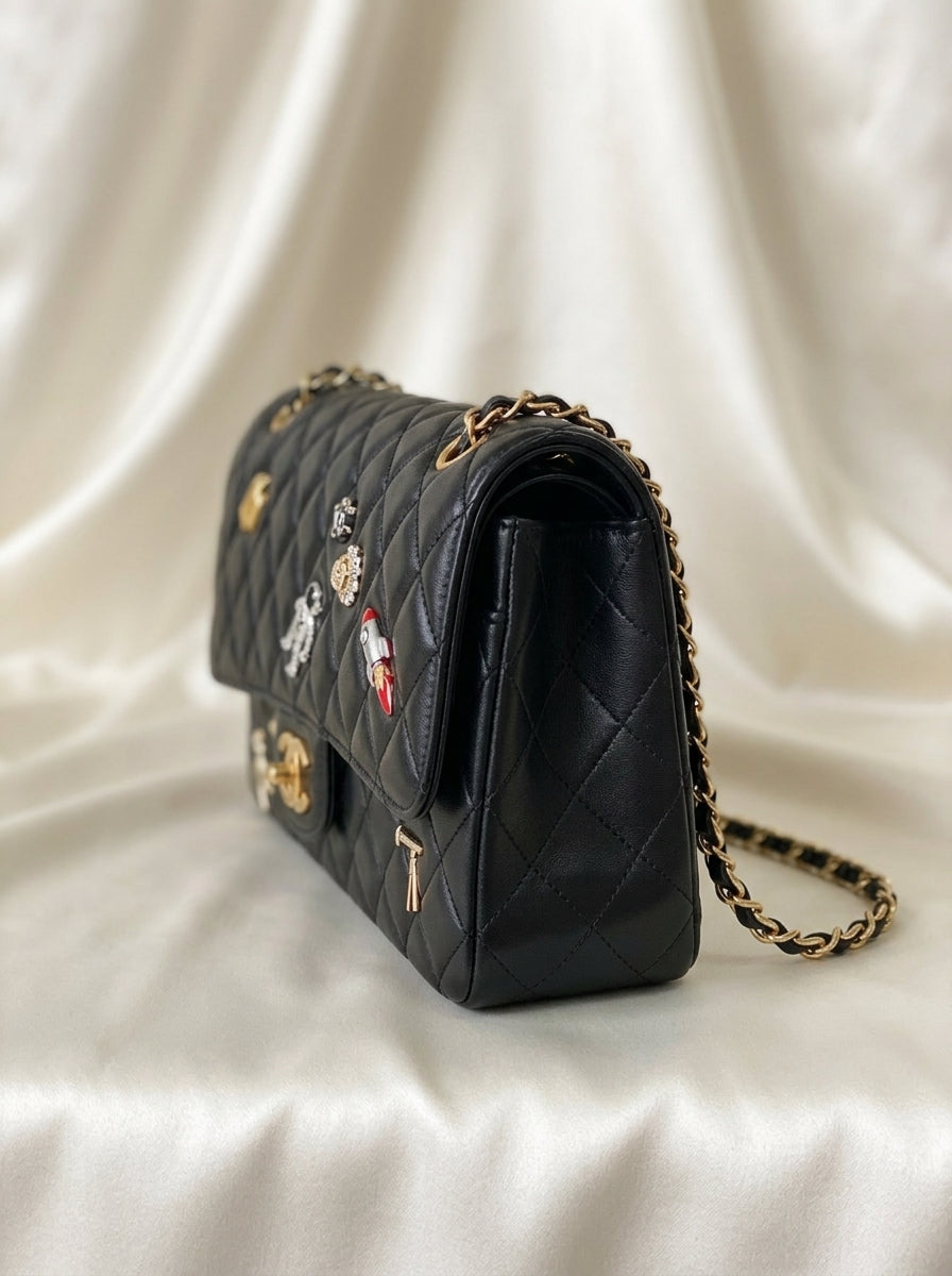 Chanel Limited Edition | Black Leather with Space Charm Embellishments –| LisaLuxuryHub