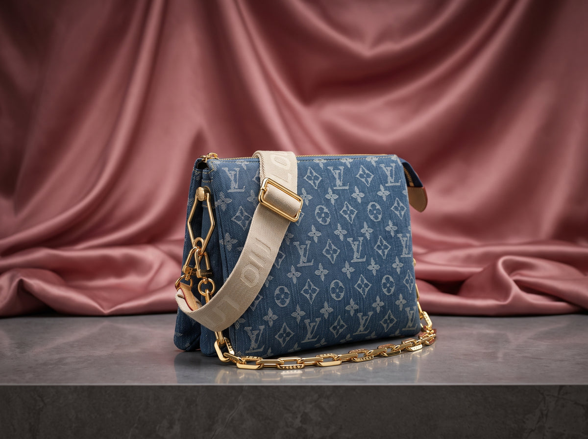 LOUIS VUITTON Blue Denim Shoulder Bag