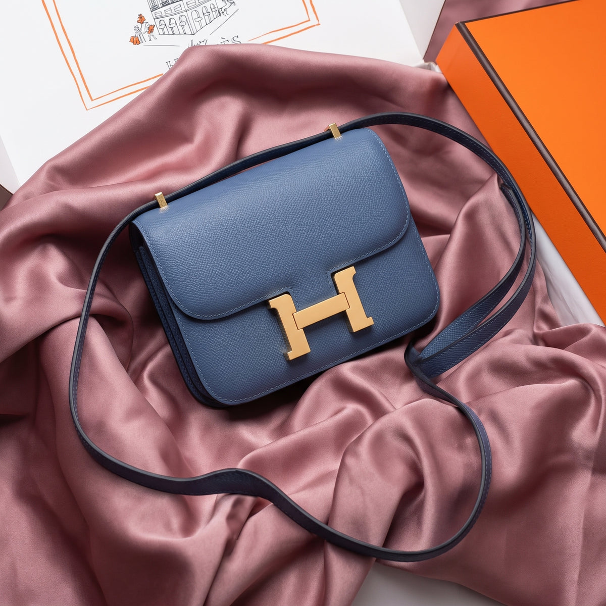 Hermès Constance 18 Blue Jean Epsom Leather Bag