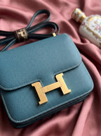 Hermès Constance 18 Bleu Orage Epsom Leather Bag