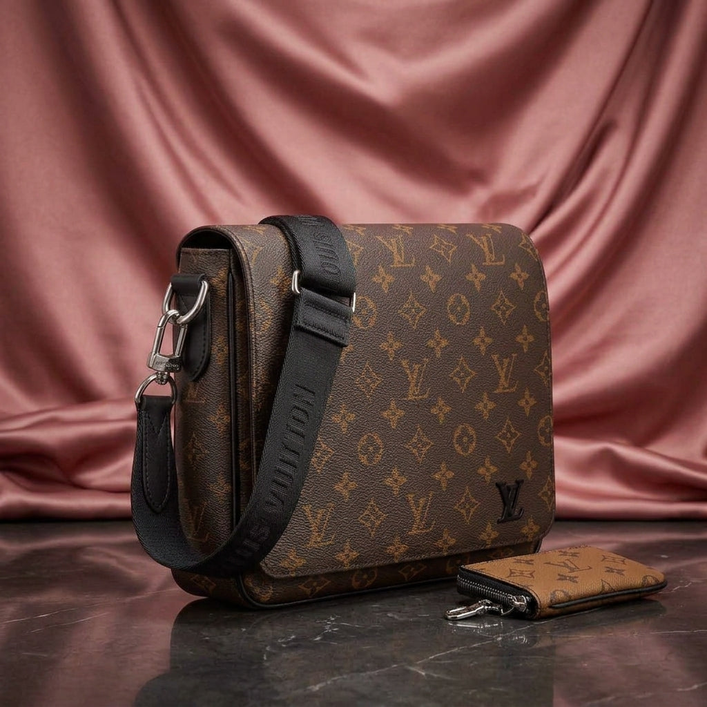 LOUIS VUITTON Canvas Messenger Bag – Men's Crossbody Bag with Adjustable Strap