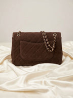 Chanel Medium Flap Bag | Brown Quilted Suede with Gold Chain – LisaLuxuryHub