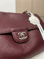Chanel Large Flap Bag | Burgundy Grained Leather with Silver CC Hardware – | LisaLuxuryHub