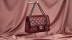 CHANEL Burgundy Quilted Leather Flap Bag with Woven Chain Strap