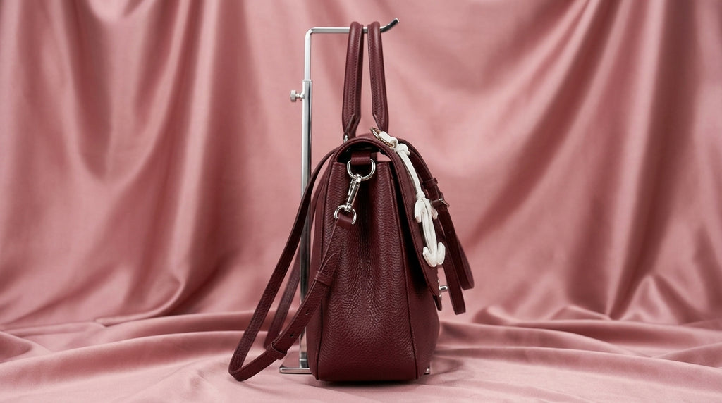 CHANEL Burgundy Pebbled Leather Satchel with Twist-Lock Closure