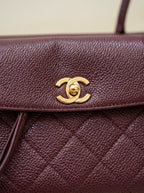 Chanel Structured Tote Bag | Burgundy Grained & Quilted Leather –| LisaLuxuryHub