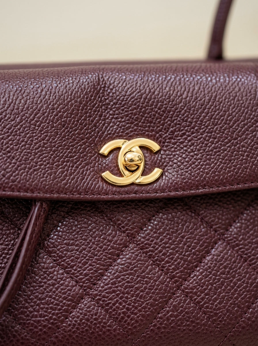 Chanel Structured Tote Bag | Burgundy Grained & Quilted Leather –| LisaLuxuryHub