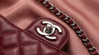 CHANEL Burgundy Quilted Leather Flap Bag with Woven Chain Strap