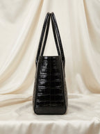 Chanel Croc-Embossed Tote Bag | Black Glossy Leather with Gold CC Hardware –| LisaLuxuryHub