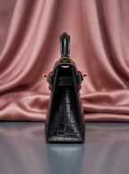 Hermès Kelly Élan Black Porosus Crocodile Leather Bag