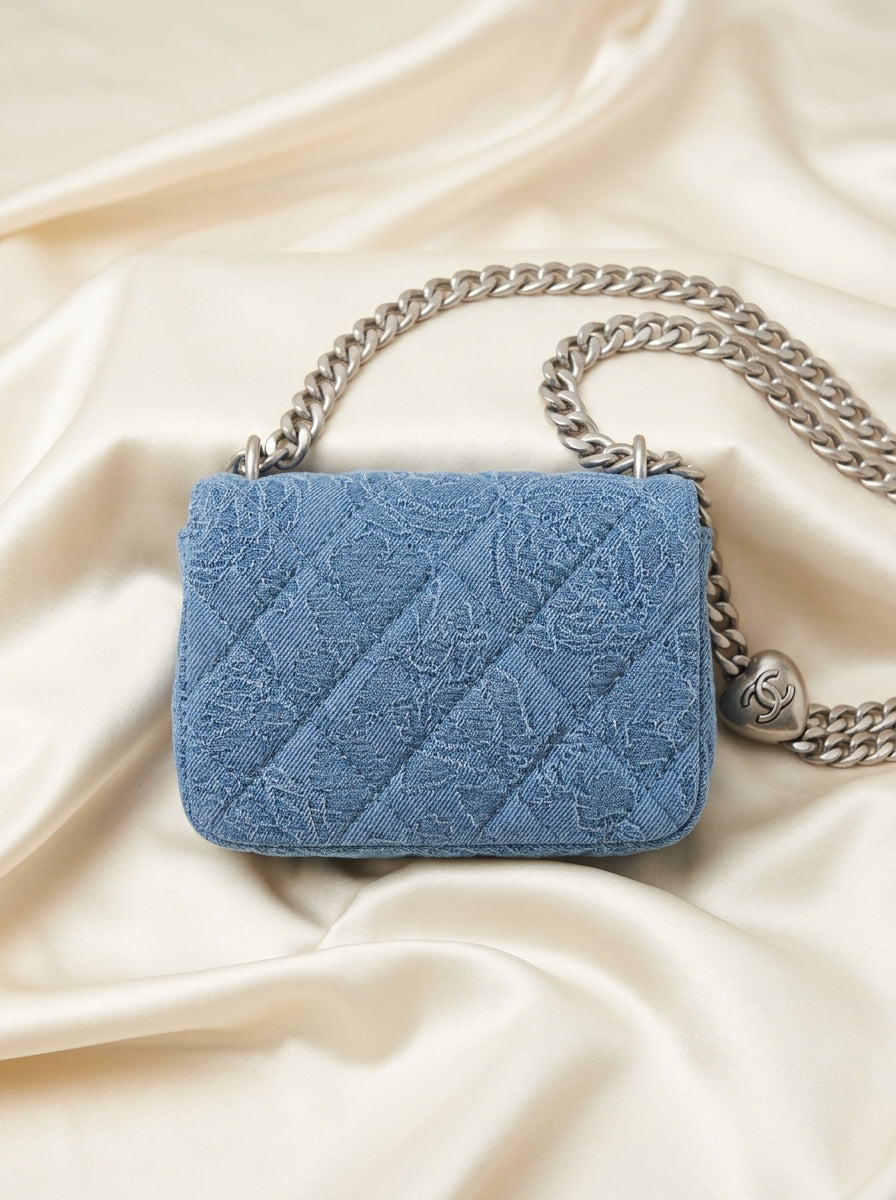 Chanel  | Blue Quilted Denim & Lace with Silver Chain – LisaLuxuryhub