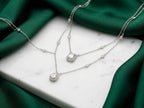 Layered Halo Diamond-Cut Necklace — Emerald &amp; Pear Cut Set