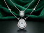 Layered Halo Diamond-Cut Necklace — Emerald &amp; Pear Cut Set