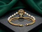 Dior Saint Dior Pearl &amp; Chain Layered Bracelet
