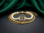Dior Saint Dior Pearl &amp; Chain Layered Bracelet