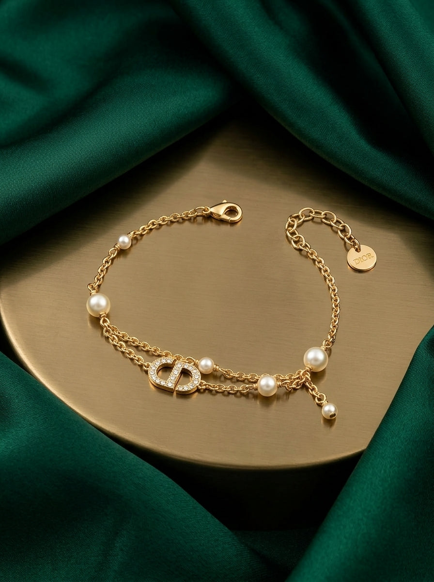 Dior Saint Dior Pearl Chain Bracelet