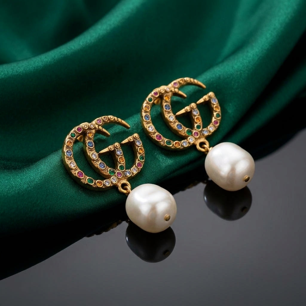 Gucci GG Marmont Multicolor Pearl Drop Earrings