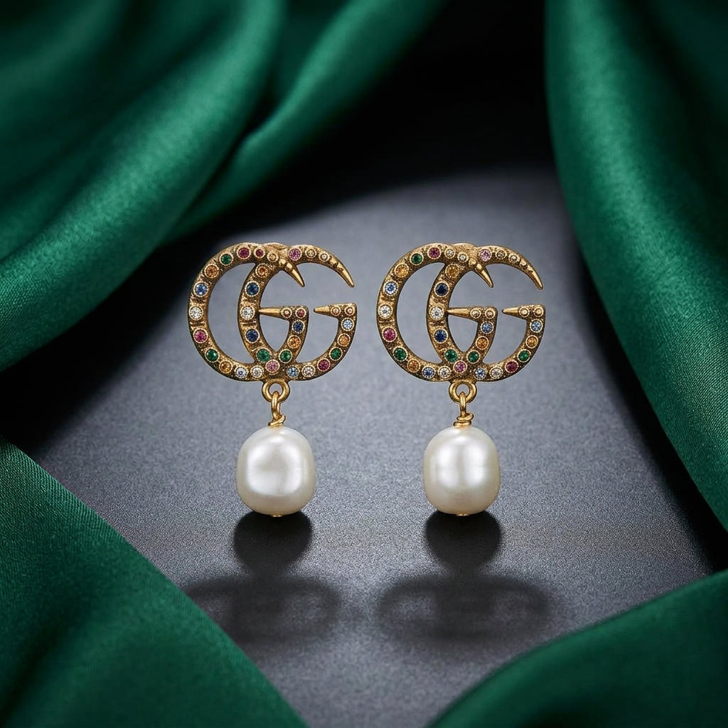 Gucci GG Marmont Multicolor Pearl Drop Earrings