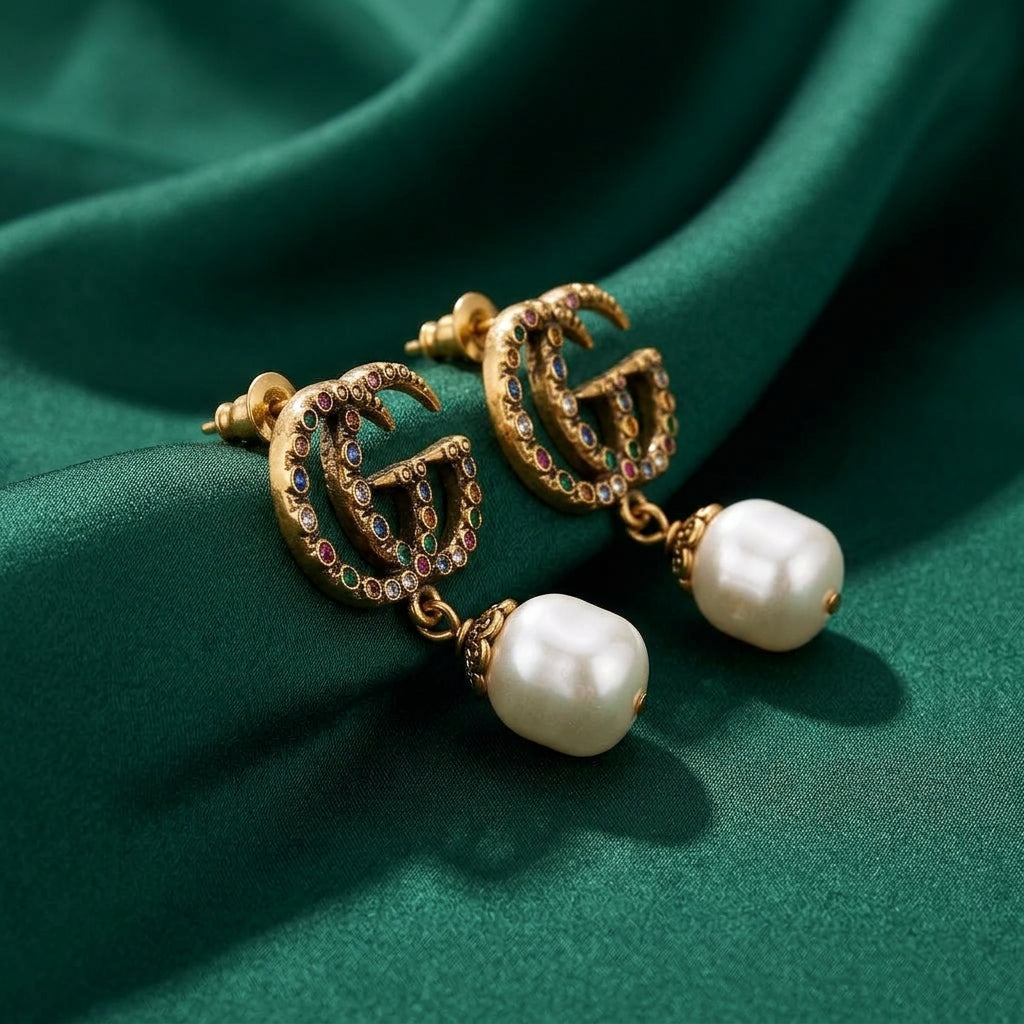 Gucci GG Marmont Multicolor Pearl Drop Earrings