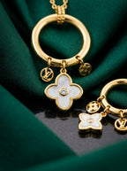 LV Gold-Tone Mother-of-Pearl Flower Charm Jewelry Set – 3 Pieces
