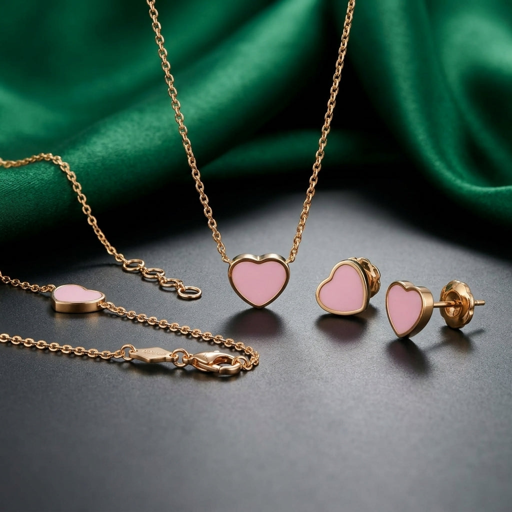 Chopard Happy Hearts Pink Enamel Jewelry Set