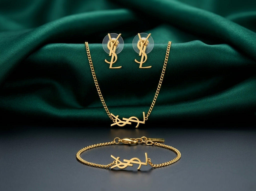 LV Gold-Tone Interlocking Monogram Jewelry Set – 3 Pieces