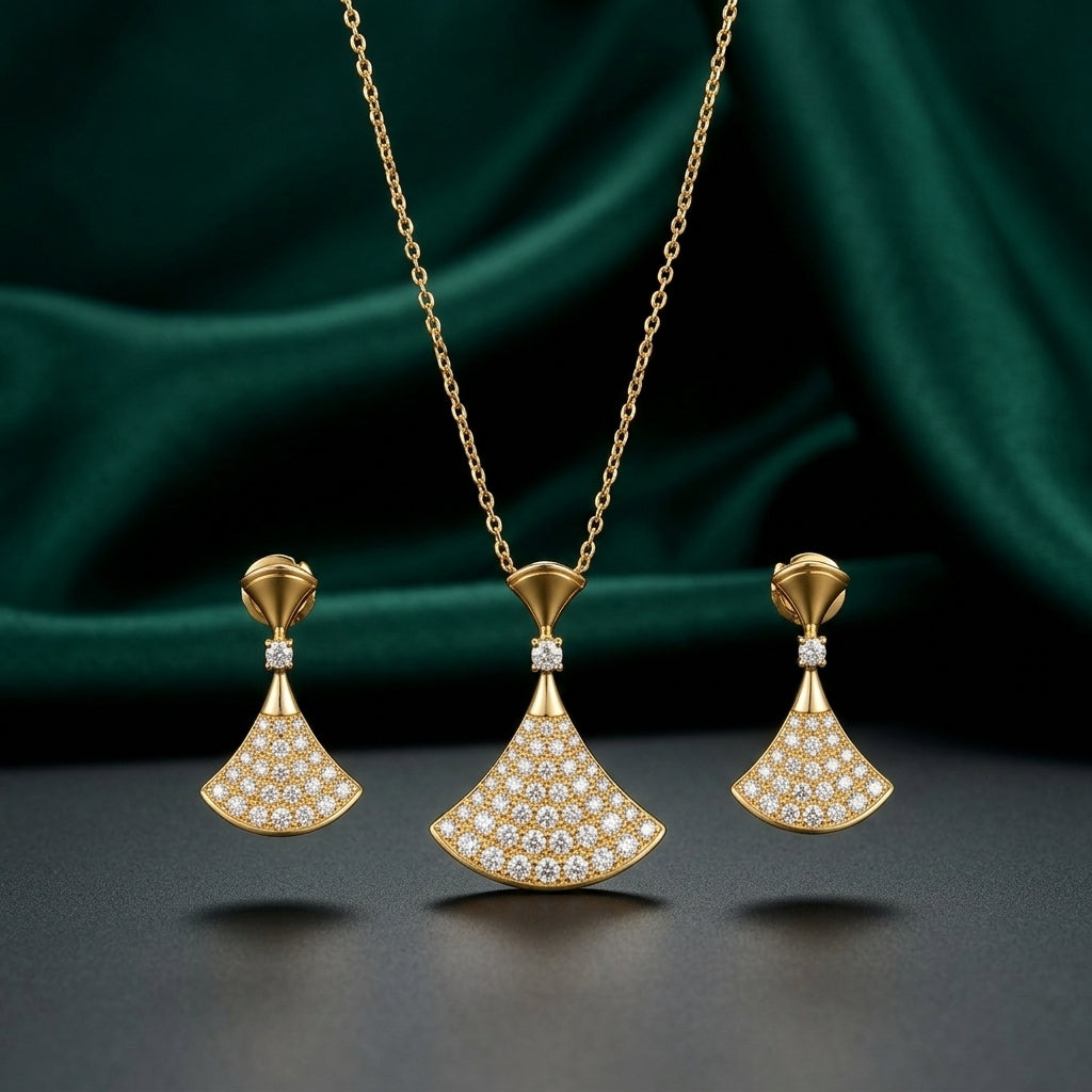Bvlgari Divas' Dream Pavé Fan Necklace &amp; Earrings Set