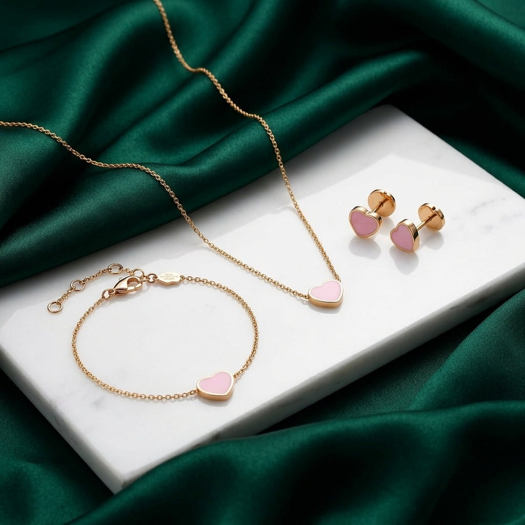 Chopard Happy Hearts Pink Enamel Jewelry Set