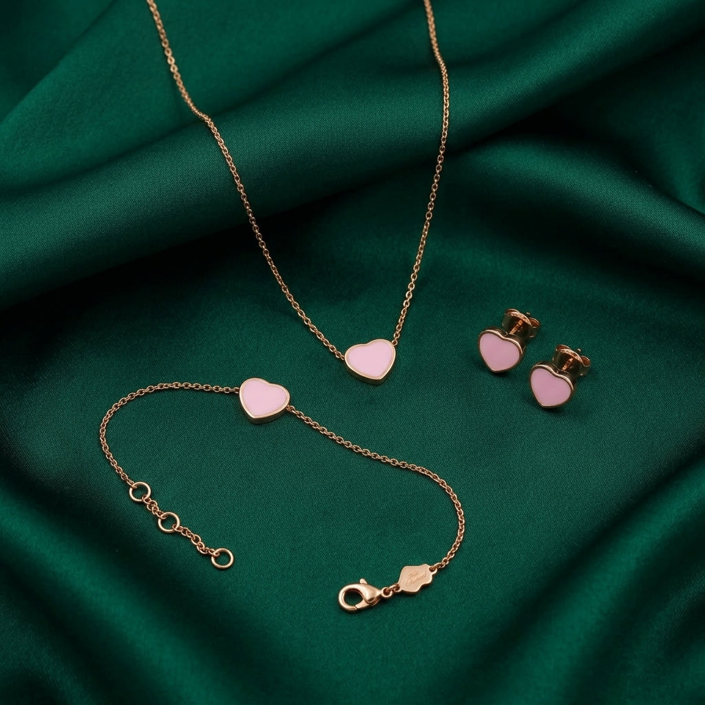 Chopard Happy Hearts Pink Enamel Jewelry Set
