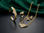 Prada Gold-Tone Crystal Pavé Triangle Jewelry Set – 4 Pieces