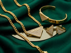 Prada Gold-Tone Crystal Pavé Triangle Jewelry Set – 4 Pieces
