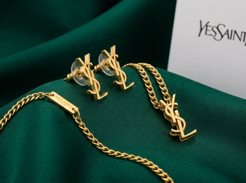 LV Gold-Tone Interlocking Monogram Jewelry Set – 3 Pieces