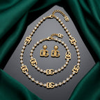 D&G Gold-Tone Crystal Tennis Chain Jewelry Set – 3 Pieces
