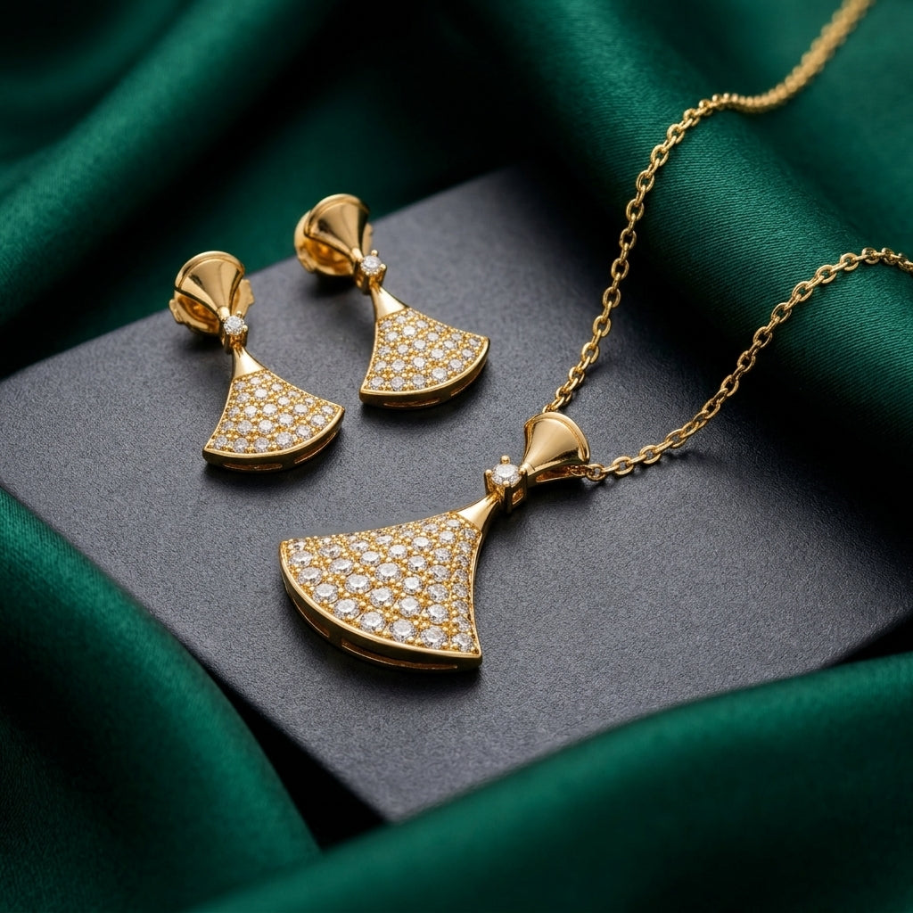 Bvlgari Divas' Dream Pavé Fan Necklace &amp; Earrings Set