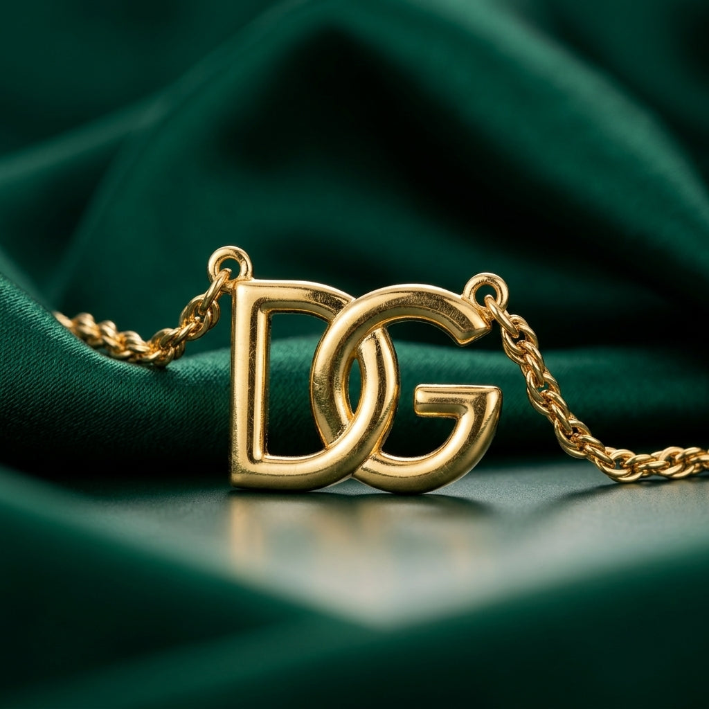 Gold-Tone Interlocking Letter Charm Jewelry Set – 3 Pieces