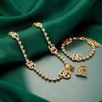 D&G Gold-Tone Crystal Tennis Chain Jewelry Set – 3 Pieces