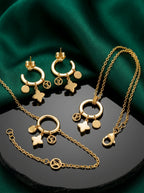 LV Gold-Tone Mother-of-Pearl Flower Charm Jewelry Set – 3 Pieces
