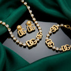 D&G Gold-Tone Crystal Tennis Chain Jewelry Set – 3 Pieces