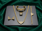 Prada Gold-Tone Crystal Pavé Triangle Jewelry Set – 4 Pieces