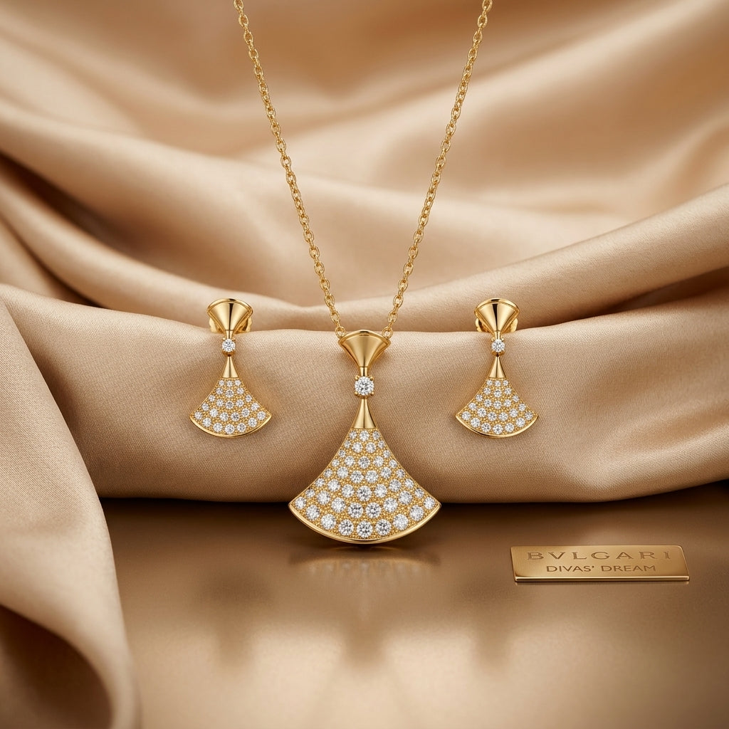 Bvlgari Divas' Dream Pavé Fan Necklace &amp; Earrings Set