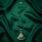 Gold-Tone Malachite Fan Pendant Necklace