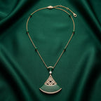 Gold-Tone Malachite Fan Pendant Necklace