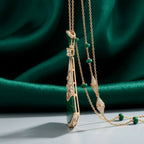 Gold-Tone Malachite Fan Pendant Necklace