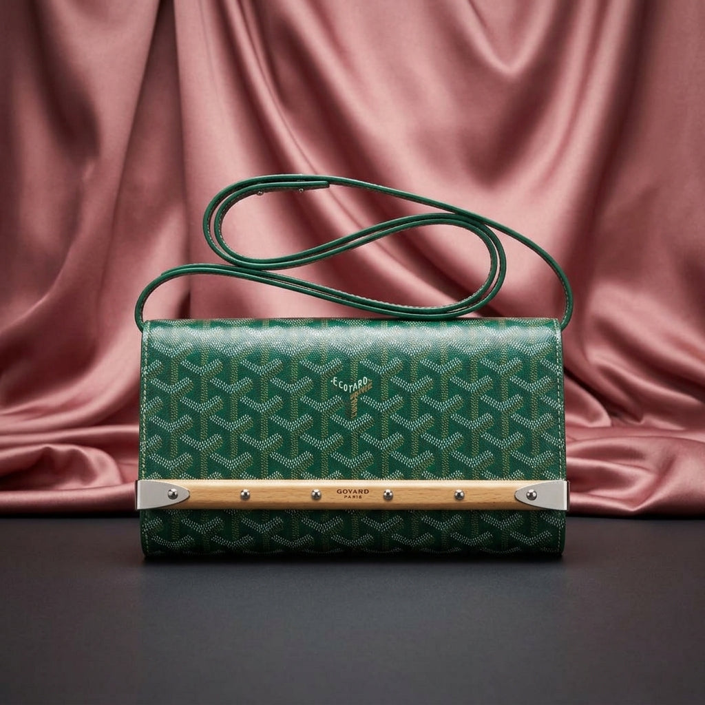 GOYARD Chevron Wood-Clasp Clutch — Crossbody Wallet Bag