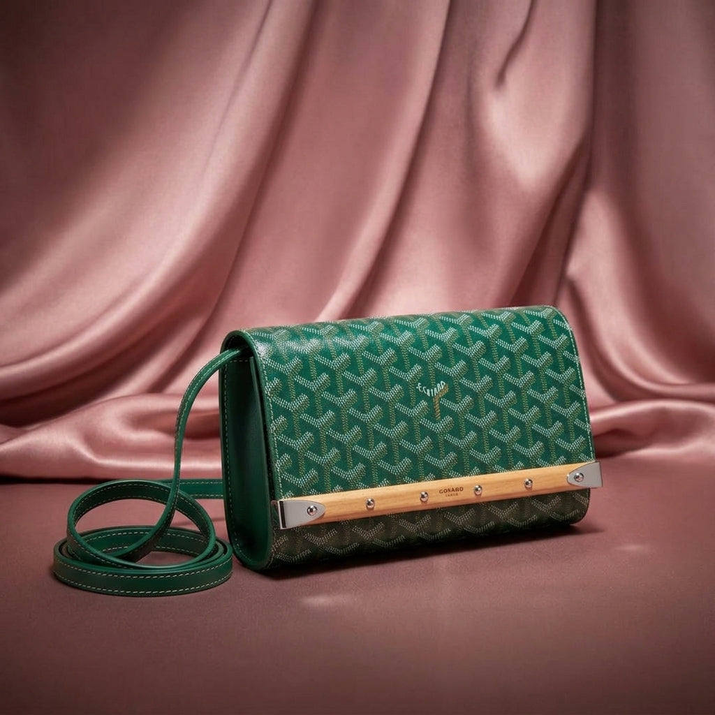GOYARD Chevron Wood-Clasp Clutch — Crossbody Wallet Bag