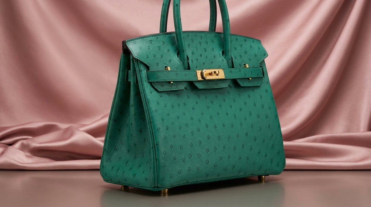 Hermès Birkin 25 Emerald Green Ostrich Leather with Gold Hardware
