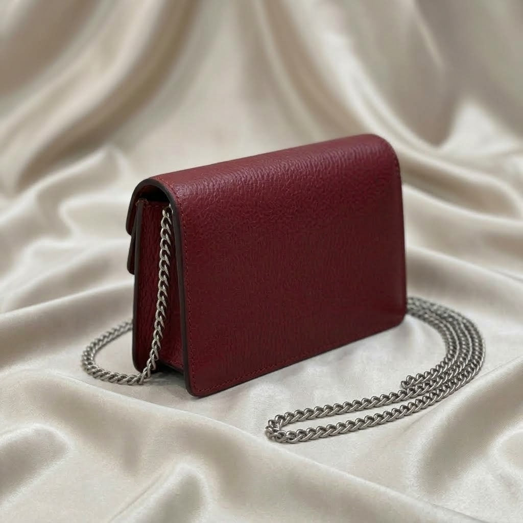Gucci Dionysus Mini Bag | Burgundy Leather with Crystal Tiger-Head Hardware –| LisaLuxuryHub