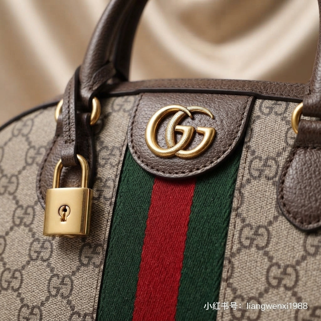 Gucci Ophidia GG Dome Bag | Beige Monogram Canvas with Web Stripe & Gold Hardware –| LisaLuxuryHub
